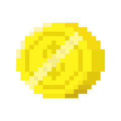 Retro 8bit pixel art golden coin for video games 90s design