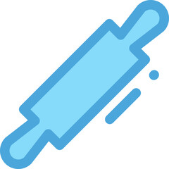 Kitchen utensils icons featuring a rolling pin in a simple blue design suitable for culinary-themed projects