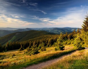 panorama of mountains beskydy czech mountains