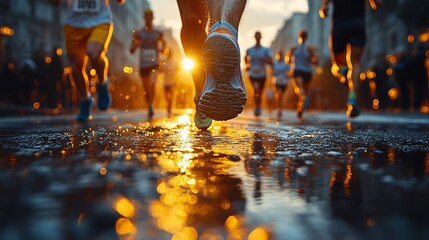 Running marathon in urban,
