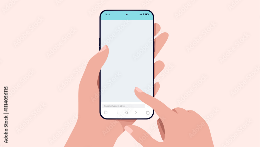 Leinwandbilder vector phone mockup - illustration of mobile smartphone with blank empty screen and hands using touc