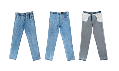 90s blue vintage jeans. 1990s isolated on white background.