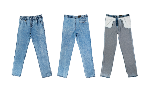 90s blue vintage jeans. 1990s isolated on white background.