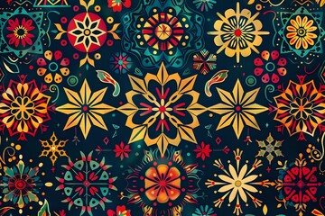 Vibrant Floral Mandala Designs:  Intricate Patterns and Bold Colors Create Stunning Visuals, Perfect for Textile Prints and Artistic Inspirations.