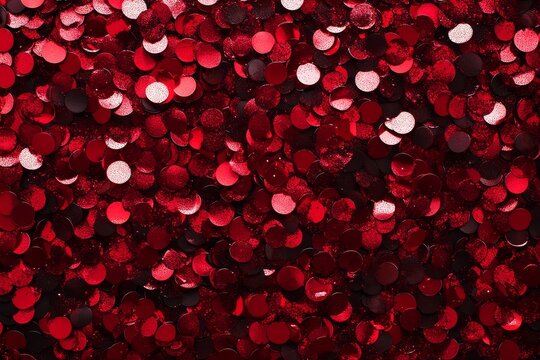 Red glitter background with shiny red sequins texture, sparkling red sparkle, and shimmering red glitter pattern in high resolution.
