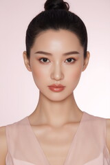 ナチュラル美容メイクの若い女性のポートレート