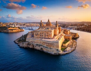 drone view of the cittadella fortress in victoria on gozo island in malta