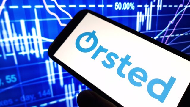 Konskie, Poland - December 02, 2024: Orsted company logo displayed on mobile phone