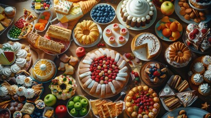 Celebrate International Dessert Day with a colorful spread of delightful pastries and treats at a festive gathering