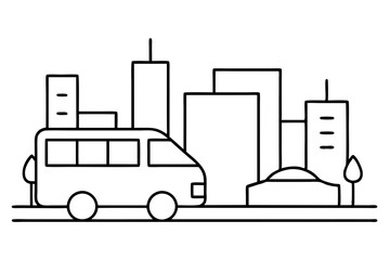 Minimalist Urban Commute Line Art Vector
