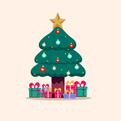 tree with full of a gift christmas vector design	