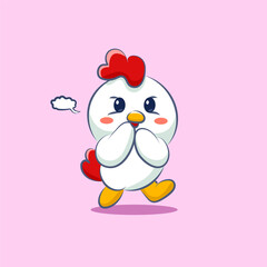 cute cartoon character chicken vector design for elements clipart and sticker
