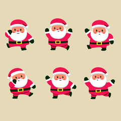 cute cartoon character santa claus in christmas vector design set