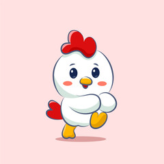 cute cartoon character chicken vector design for elements clipart and sticker