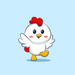 cute cartoon character chicken vector design for elements clipart and sticker