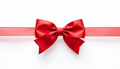 Fototapeta premium Red ribbon bow on white background