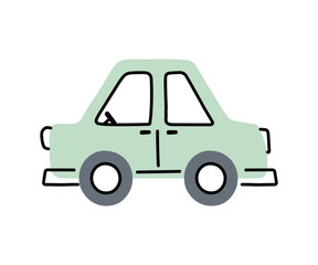 Cute  car for kids in doodle style on a white background. Playful and simple vector illustration perfect for children's designs.