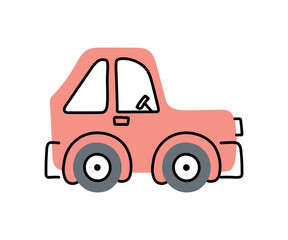 Naklejka premium Cute hand drawn car for kids. Doodle car on a white background. Vector