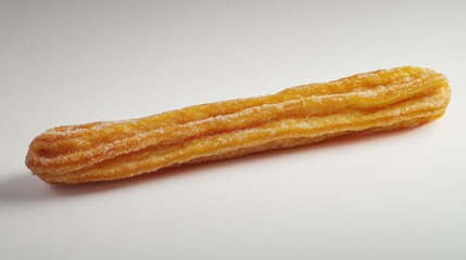 Photo of a single churros snack food white background.