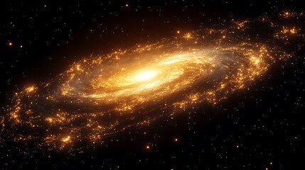 Obraz premium A glowing elliptical galaxy with warm golden light in its dense central region
