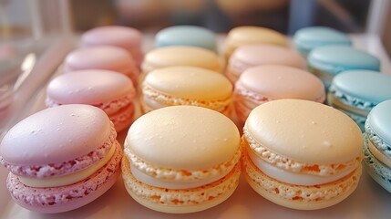 Obraz premium Coquette macarons sweets pastel colors.
