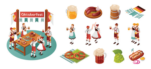 Isometric Oktoberfest Celebration with Bavarian Elements
