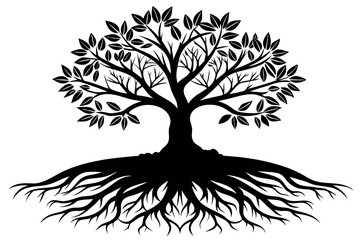Simple Black Silhouette of Nature's Roots Vector Art