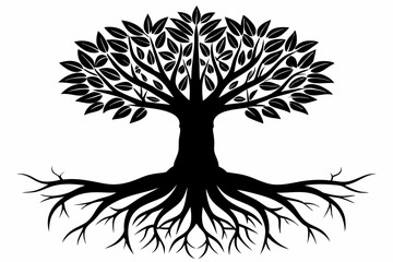Simple Black Silhouette of Nature's Roots Vector Art