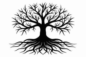 Simple Black Silhouette of Nature's Roots Vector Art