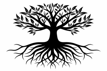 Simple Black Silhouette of Nature's Roots Vector Art