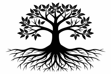 Obraz premium Simple Black Silhouette of Nature's Roots Vector Art