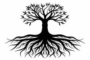 Simple Black Silhouette of Nature's Roots Vector Art