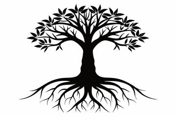 Simple Black Silhouette of Nature's Roots Vector Art