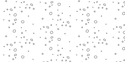 Simple Hand Drawn Seamless Pattern, Repeating Bubbles Pattern, Random, Drops, Retro, Monochrome, Black, Flat Artwork