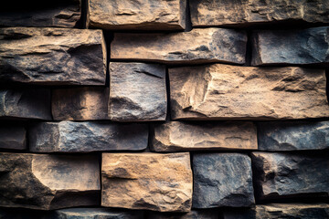 Rustic Brown Stone Wall Texture.  Perfect for background, design, or architecture projects.
