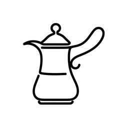 Minimalist continuous line drawing of a traditional arabic dallah coffee pot. Symbolizing hospitality and cultural heritage