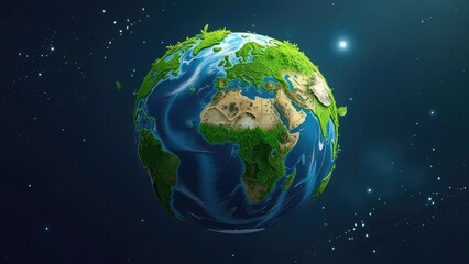 Fototapeta premium Earth Globe Covered In Green Leaves, Ecology Concept. Happy Earth Day