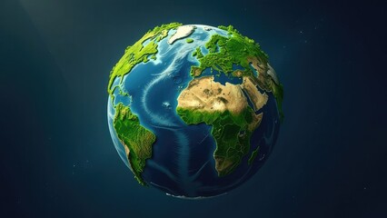 Fototapeta premium Earth Globe Covered In Green Leaves, Ecology Concept. Happy Earth Day