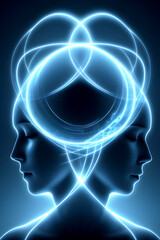 Fototapeta premium Hive mind and telepathy concept,heads and energy field.