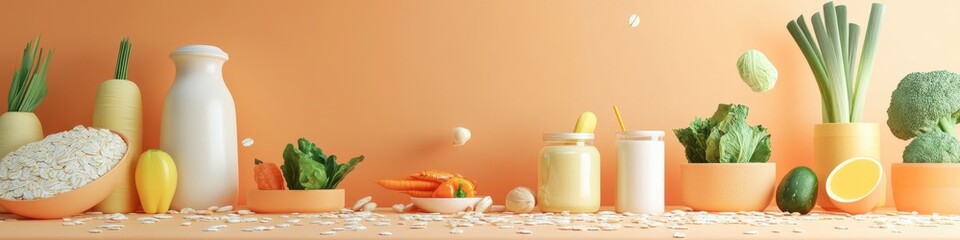 Healthy Eating Habits: A Vibrant Display of Nutritious Foods and Ingredients