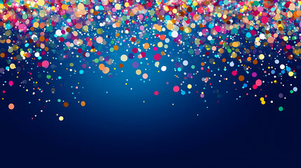 Colorful falling confetti with blurred blue background creating a festive and party atmosphere christmas and new year mood
