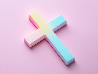 Obraz premium A soft and clean pastel cross with a seven-co