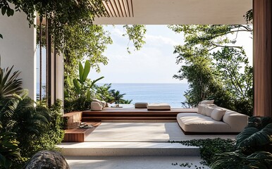 A luxurious seaside villa and beachfront hotel, offering stunning ocean views, modern design, and a perfect blend of comfort and nature for a premium vacation experience.