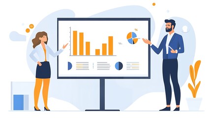 Fototapeta premium A businessperson presenting a strategy to a group of investors