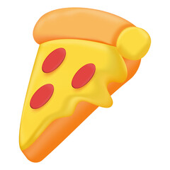 3D Pizza slice on white background