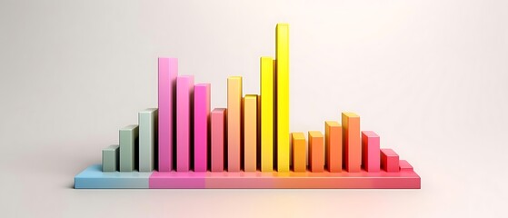 Obraz premium Colorful 3D bar graph showing data growth and decline. (1)