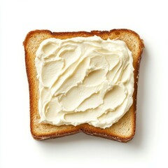 Toast with Philadelphia cream cheese on white background