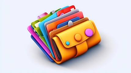 Colorful digital illustration of a full wallet with various cards.