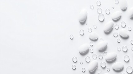 Abstract White Background with Water Drops and Oval Shapes - Purity and Minimalism