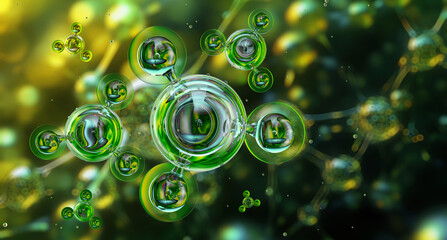 Green ammonia molecular structure: central nitrogen atom bonded to three hydrogen atoms. Clean energy, eco-friendly ammonia production, sustainable solutions in agriculture, industry, eco energy. 3D